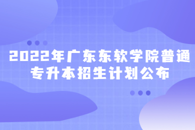 2022年广东东软学院普通专升本招生计划公布