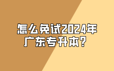 怎么免试2024年广东专升本？
