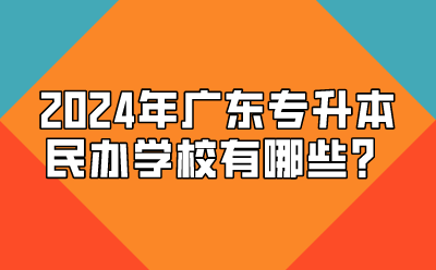 2024年广东专升本民办学校有哪些？